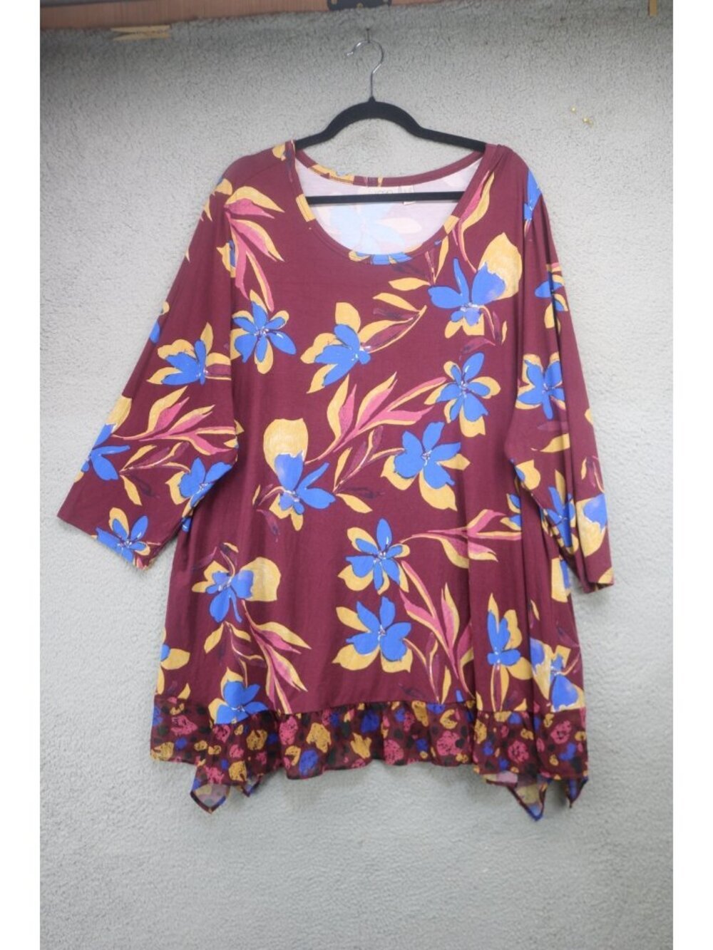 LOGO by Lori Goldstein 3/4 Sleeve Dark Floral Tunic-4X-Soft-Whimsigoth-BOHO